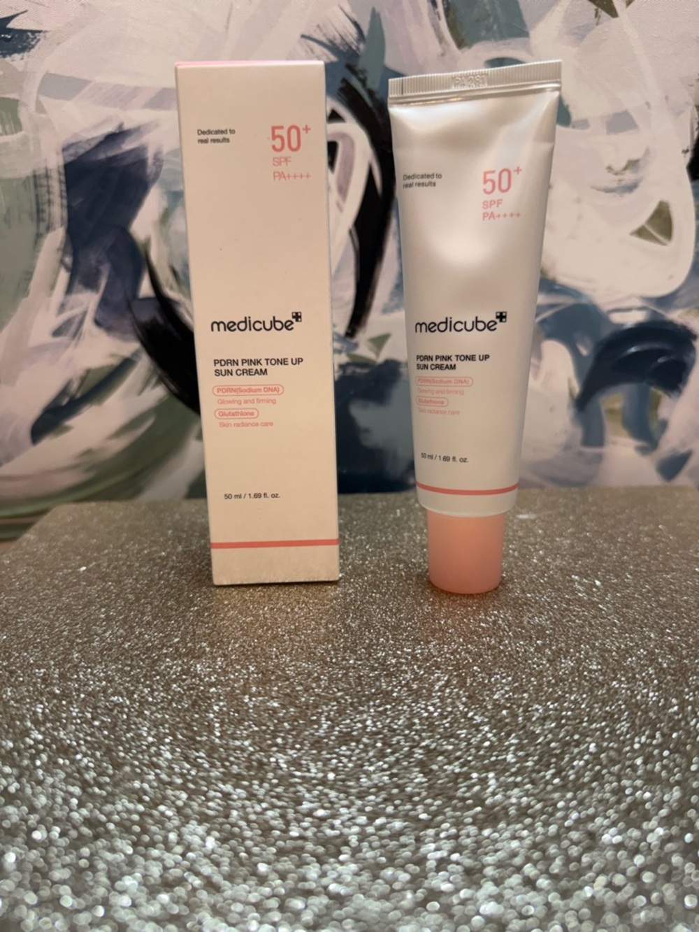 NIB 50ml/1.69oz Medicube PDRN Pink Tone Up Sun Cream SPF50+ - White & Pink